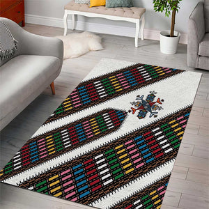 Habesha Kemis Inspired Tilet Pattern Area Rug White