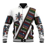 Habesha Kemis Inspired Tilet Pattern Baseball Jacket White