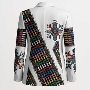 Habesha Kemis Inspired Tilet Pattern Blazer White