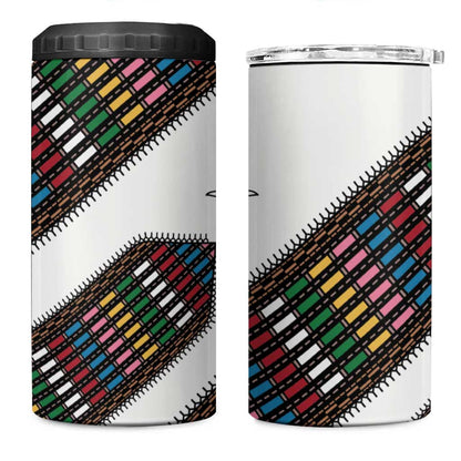 Habesha Kemis Inspired Tilet Pattern 4 in 1 Can Cooler Tumbler White