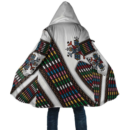 Habesha Kemis Inspired Tilet Pattern Cloak White