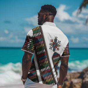Habesha Kemis Inspired Tilet Pattern Hawaiian Shirt White
