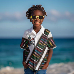 Habesha Kemis Inspired Tilet Pattern Kid Hawaiian Shirt White