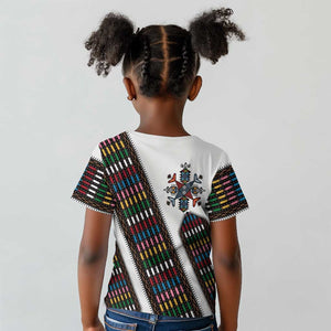 Habesha Kemis Inspired Tilet Pattern Kid T shirt White