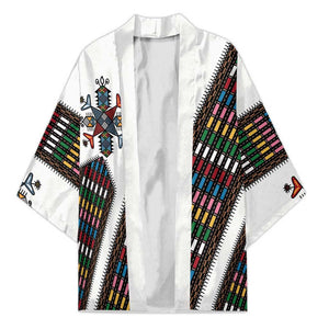 Habesha Kemis Inspired Tilet Pattern Kimono White