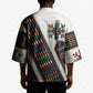 Habesha Kemis Inspired Tilet Pattern Kimono White
