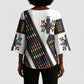 Habesha Kemis Inspired Tilet Pattern Kimono Sleeve Blouse White