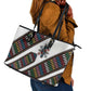 Habesha Kemis Inspired Tilet Pattern Leather Tote Bag White