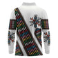 Habesha Kemis Inspired Tilet Pattern Long Sleeve Polo Shirt White