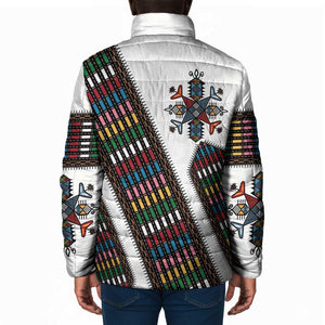 Habesha Kemis Inspired Tilet Pattern Padded Jacket White