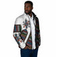 Habesha Kemis Inspired Tilet Pattern Padded Jacket White