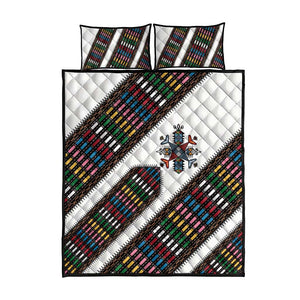Habesha Kemis Inspired Tilet Pattern Quilt Bed Set White