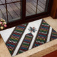 Habesha Kemis Inspired Tilet Pattern Rubber Doormat White