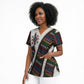 Habesha Kemis Inspired Tilet Pattern Scrub Top White