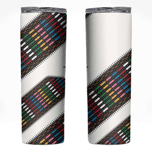 Habesha Kemis Inspired Tilet Pattern Skinny Tumbler White