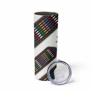 Habesha Kemis Inspired Tilet Pattern Skinny Tumbler White