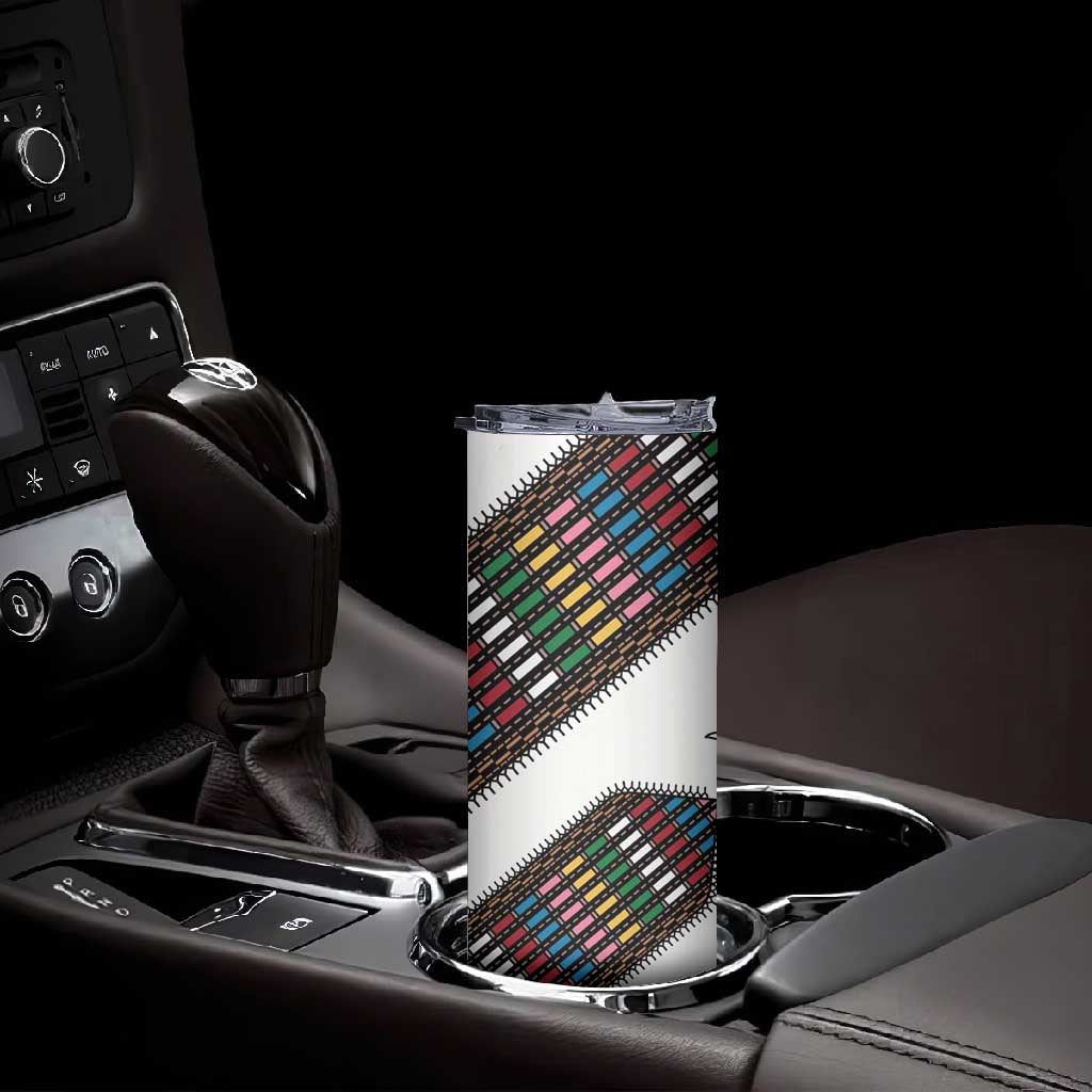 Habesha Kemis Inspired Tilet Pattern Skinny Tumbler White