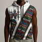 Habesha Kemis Inspired Tilet Pattern Sleeveless Zip Hoodie White