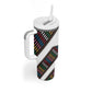 Habesha Kemis Inspired Tilet Pattern Tumbler With Handle White