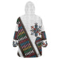 Habesha Kemis Inspired Tilet Pattern Wearable Blanket Hoodie White