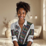 Habesha Kemis Inspired Tilet Pattern Women Casual Shirt White