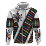 Habesha Kemis Inspired Tilet Pattern Zip Hoodie White