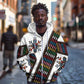 Habesha Kemis Inspired Tilet Pattern Zip Hoodie White