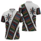Habesha Kemis Inspired Tilet Pattern Zipper Polo Shirt White