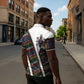 Habesha Kemis Inspired Tilet Pattern Zipper Polo Shirt White