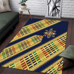 Habesha Kemis Inspired Tilet Pattern Area Rug Royal Blue - Gold