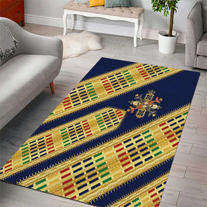 Habesha Kemis Inspired Tilet Pattern Area Rug Royal Blue - Gold
