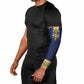 Habesha Kemis Inspired Tilet Pattern Arm Sleeves Royal Blue - Gold