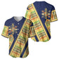 Habesha Kemis Inspired Tilet Pattern Baseball Jersey Royal Blue - Gold