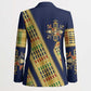 Habesha Kemis Inspired Tilet Pattern Blazer Royal Blue - Gold