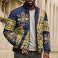 Habesha Kemis Inspired Tilet Pattern Bomber Puffer Jacket Royal Blue - Gold
