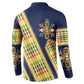 Habesha Kemis Inspired Tilet Pattern Button Sweatshirt Royal Blue - Gold