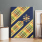 Habesha Kemis Inspired Tilet Pattern Canvas Wall Art Royal Blue - Gold