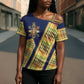 Habesha Kemis Inspired Tilet Pattern Cross Shoulder Shirt Royal Blue - Gold