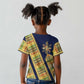 Habesha Kemis Inspired Tilet Pattern Kid T shirt Royal Blue - Gold