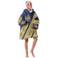 Habesha Kemis Inspired Tilet Pattern Kid Wearable Blanket Hoodie Royal Blue - Gold