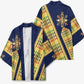 Habesha Kemis Inspired Tilet Pattern Kimono Royal Blue - Gold