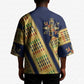 Habesha Kemis Inspired Tilet Pattern Kimono Royal Blue - Gold