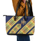 Habesha Kemis Inspired Tilet Pattern Leather Tote Bag Royal Blue - Gold