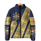 Habesha Kemis Inspired Tilet Pattern Padded Jacket Royal Blue - Gold