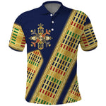 Habesha Kemis Inspired Tilet Pattern Polo Shirt Royal Blue - Gold