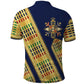 Habesha Kemis Inspired Tilet Pattern Polo Shirt Royal Blue - Gold