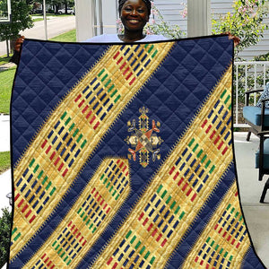 Habesha Kemis Inspired Tilet Pattern Quilt Royal Blue - Gold