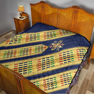 Habesha Kemis Inspired Tilet Pattern Quilt Royal Blue - Gold