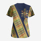 Habesha Kemis Inspired Tilet Pattern Scrub Top Royal Blue - Gold