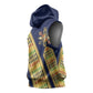 Habesha Kemis Inspired Tilet Pattern Sleeveless Hoodie Royal Blue - Gold